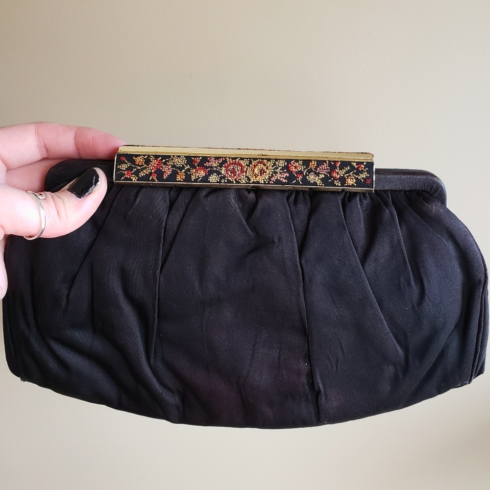 Vintage 1950s Style La France Clutch- cross stitch